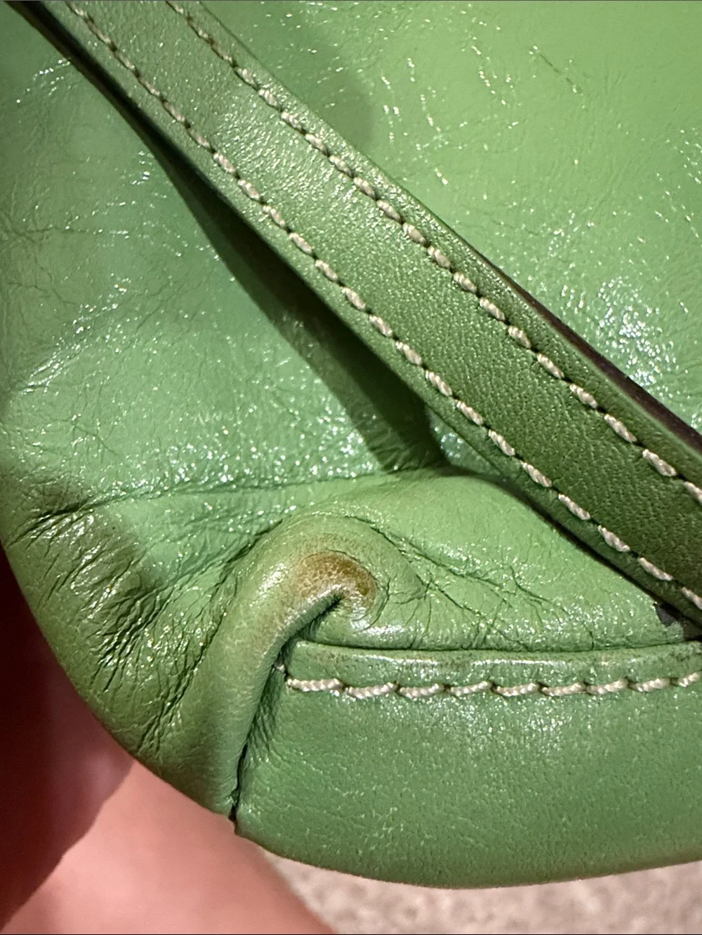 kate spade Vintage Green Leather Shoulder Bag with Gold Hardware